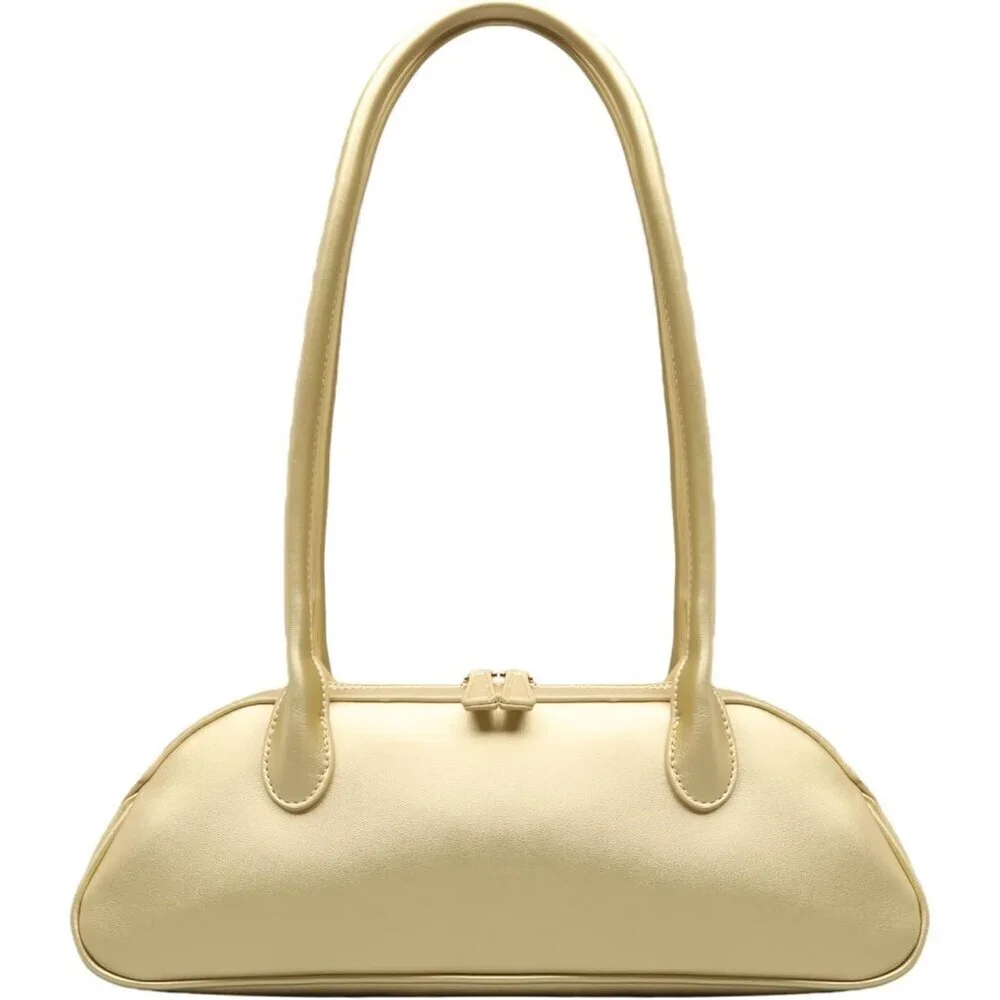 Women Golden PU Leather Shoulder Purse Elegant Swing Bag for daily use Work - Picture 1 of 7